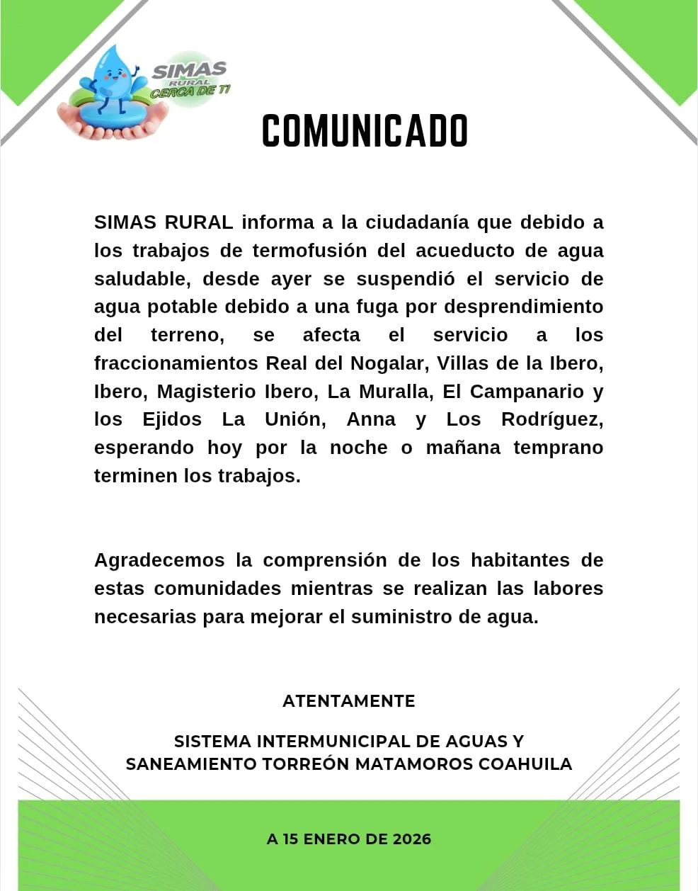 Comunicado termofusión