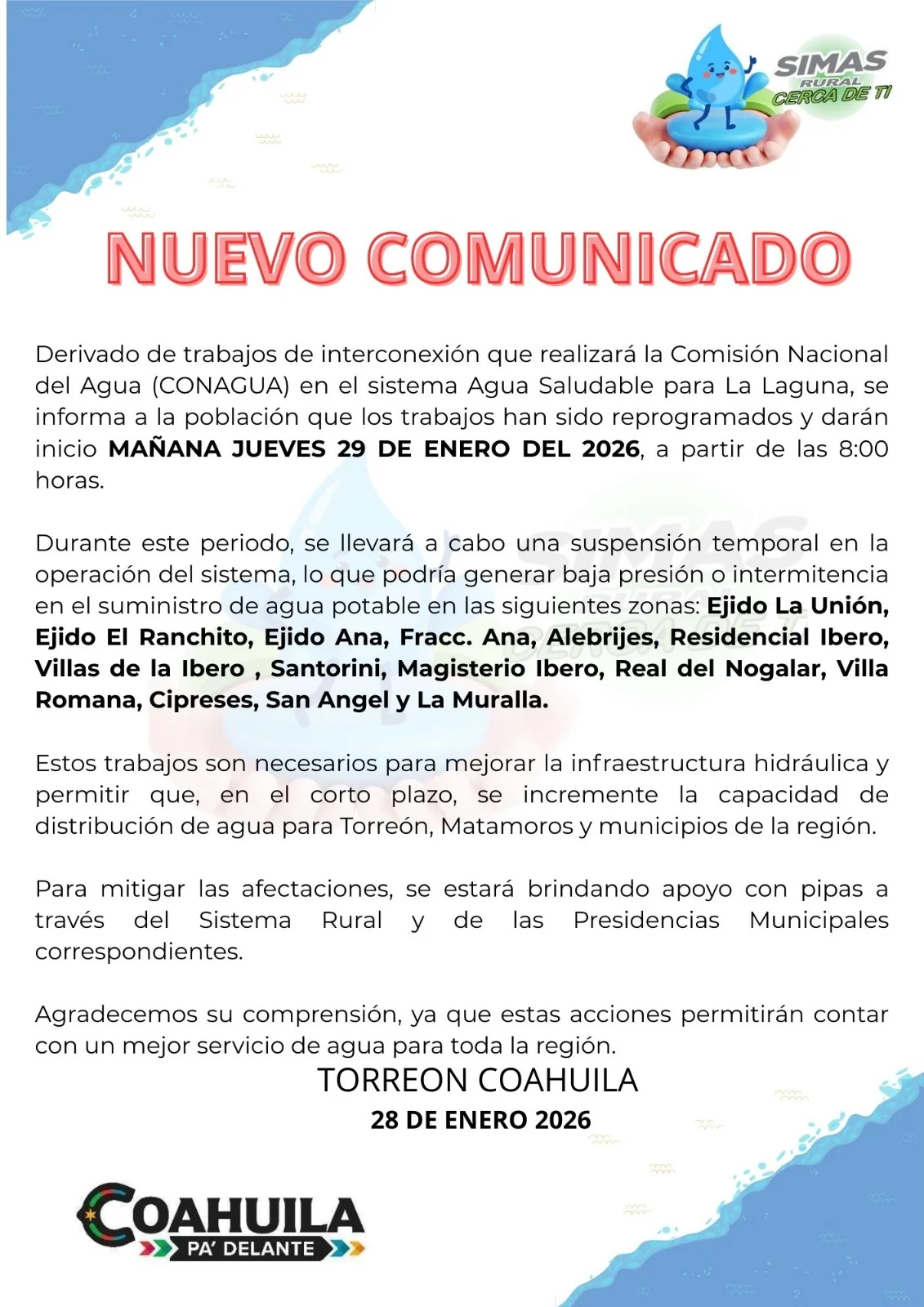 Comunicado 29 enero